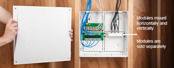 Modules mount horizontally and vertically. Modules are sold separately.