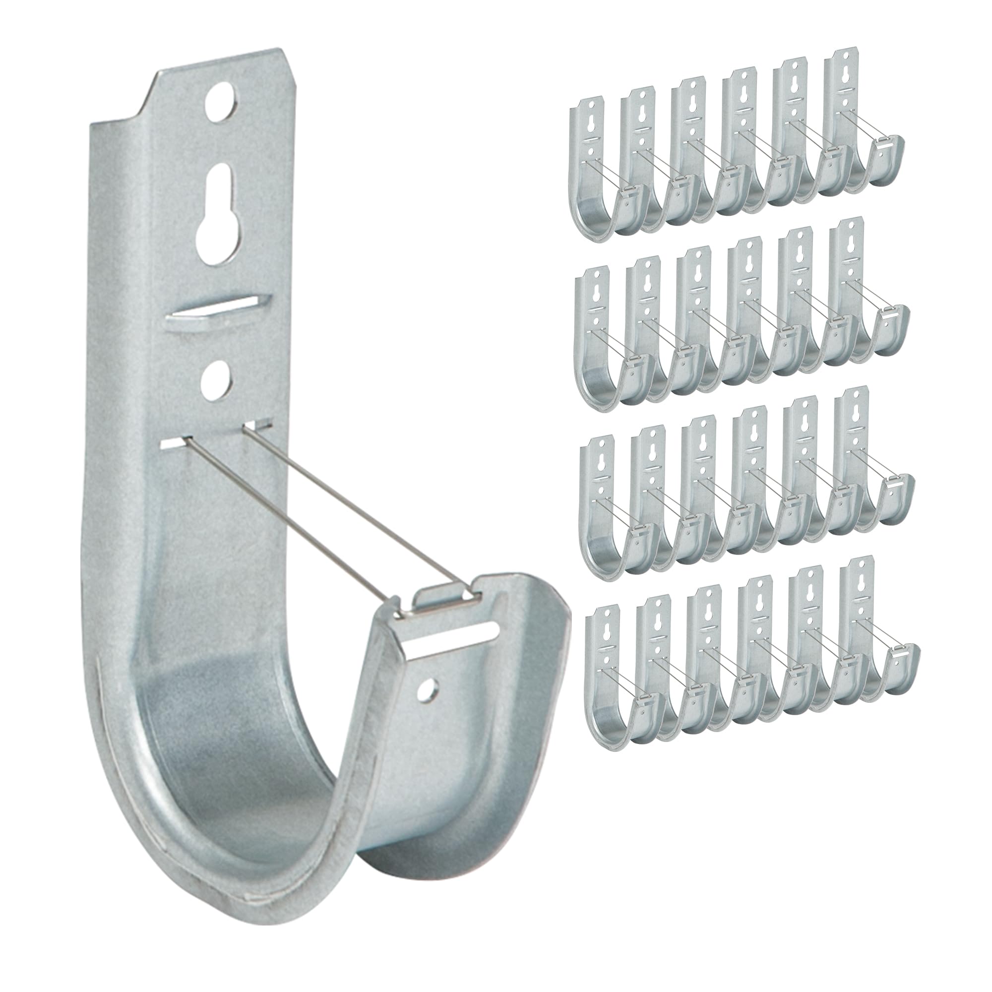ICC Wall Mount J Hook 2” with Retainer Clip - Galvanized Steel Cable Management Hooks for Structured Cabling - Rust-Resistant, ETL Listed, UL, EIA and TIA Compliant - 2 Inch 25-Pack