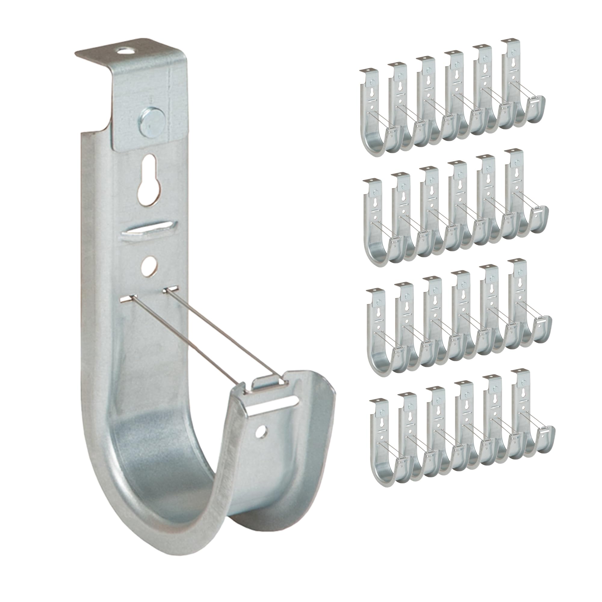 ICC Ceiling Mount J Hook 2” with Retainer Clip - Galvanized Steel Cable Management Hooks for Hanging Cable - Rust-Resistant, EIA and TIA Compliant - 2 Inch 25-Pack