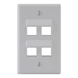 Angled Faceplate with 4 Angled Ports for EZ/HD Style in Single Gang IC107DA4WH