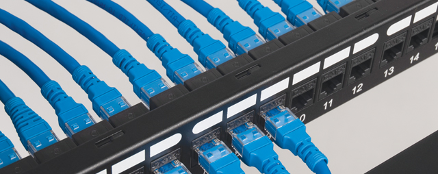 CAT 6A Feed-through Couplers in a Patch Panel