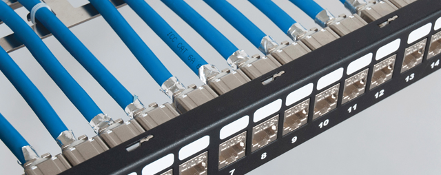 CAT 6A FTP Connectors in a Patch Panel