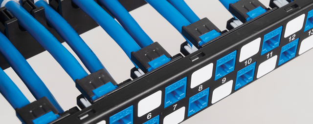 CAT 6A UTP Connectors in a Patch Panel