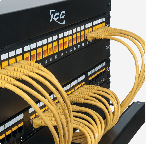 CAT6 Patch Panel with Yellow Patch Cords