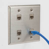 Install CAT6A FTP keystone connectors in stainless steel faceplates