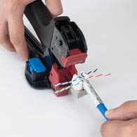 Terminate CAT6A FTP keystone connectors with JackEasy tool