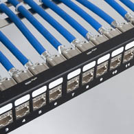 CAT6A FTP keystone connectors on FTP patch panel