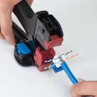 Terminate CAT6A keystone connectors with JackEasy tool