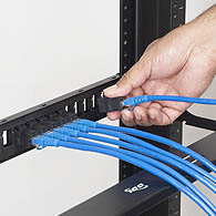 Install CAT6A keystone couplers on blank patch panel