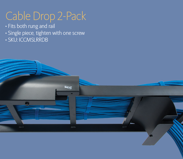 Cable Drop 2-Pack • Fits both rung and rail • Single piece, tighten with one screw • SKU: ICCMSLRRDB