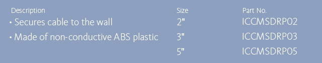 Description •Secures cable to the wall •Made of non-conductive ABS plastic Size/Part No. 2