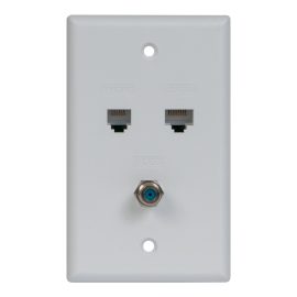 Faceplate IDC RJ-11 6P6C RJ-45 CAT5e Data F-Type ICRDSVF5WH