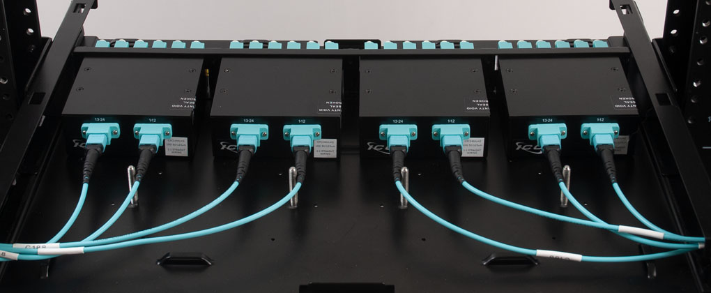ICC Fiber Optic Enclosure with MTP Patch Cable Connecting MPO Cassettes