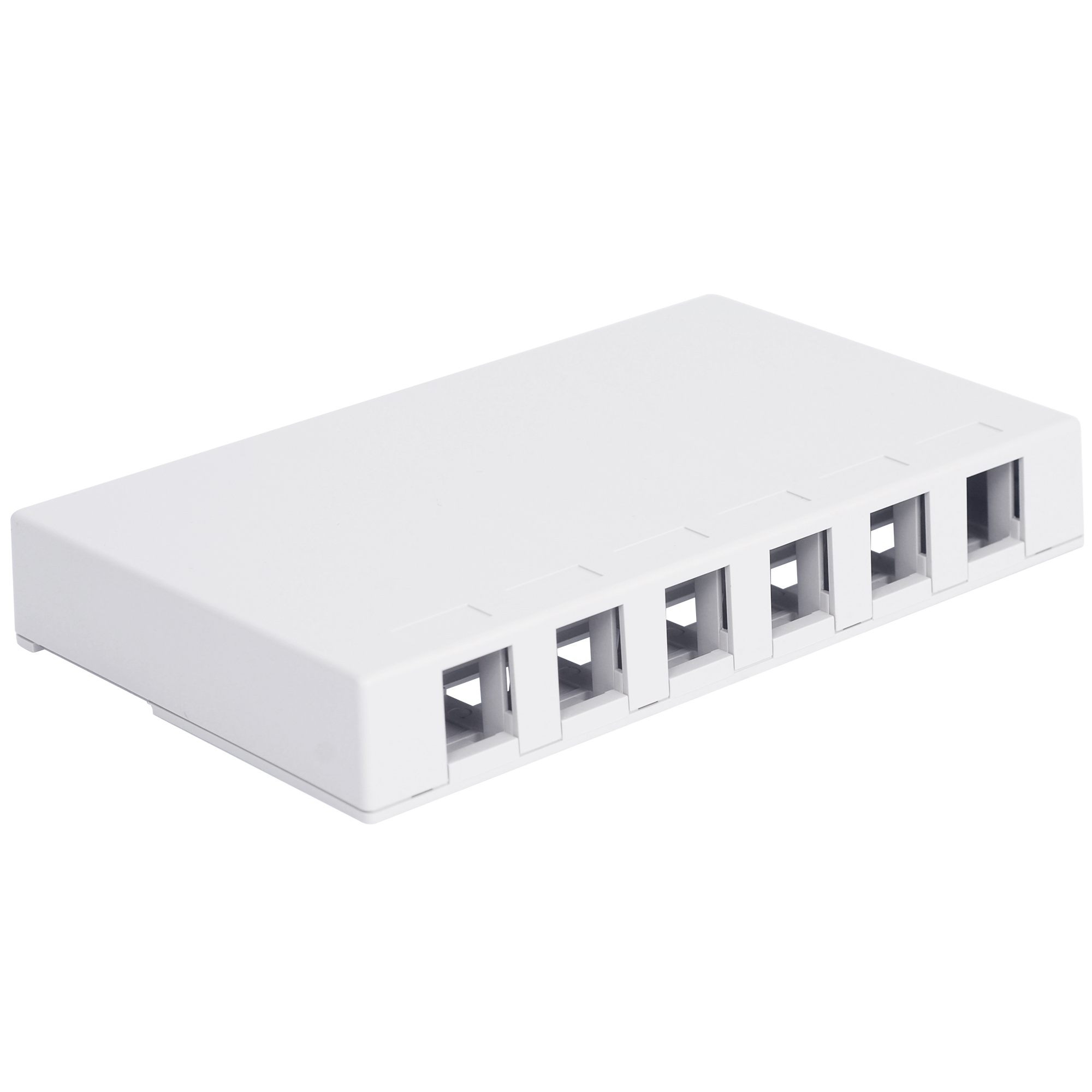 ICC 6 Port Surface Mount Box, Works with Slim and Wide Profile Keystone Jacks (Sold Separately), Compact Outlet for Voice and Data Connections, UL Listed TAA Compliant