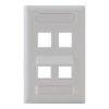 Angled Station ID Faceplate with 2 Flat Port and 2 Angled Ports for EZ/HD Style in Single Gang in White IC107AS4WH