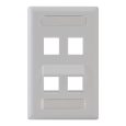 Angled Station ID Faceplate with 2 Flat Port and 2 Angled Ports for EZ/HD Style in Single Gang in White IC107AS4WH